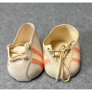 Vintage Cabbage Patch Kids Doll Shoes White with Pink Stripes Hong Kong 1980s So